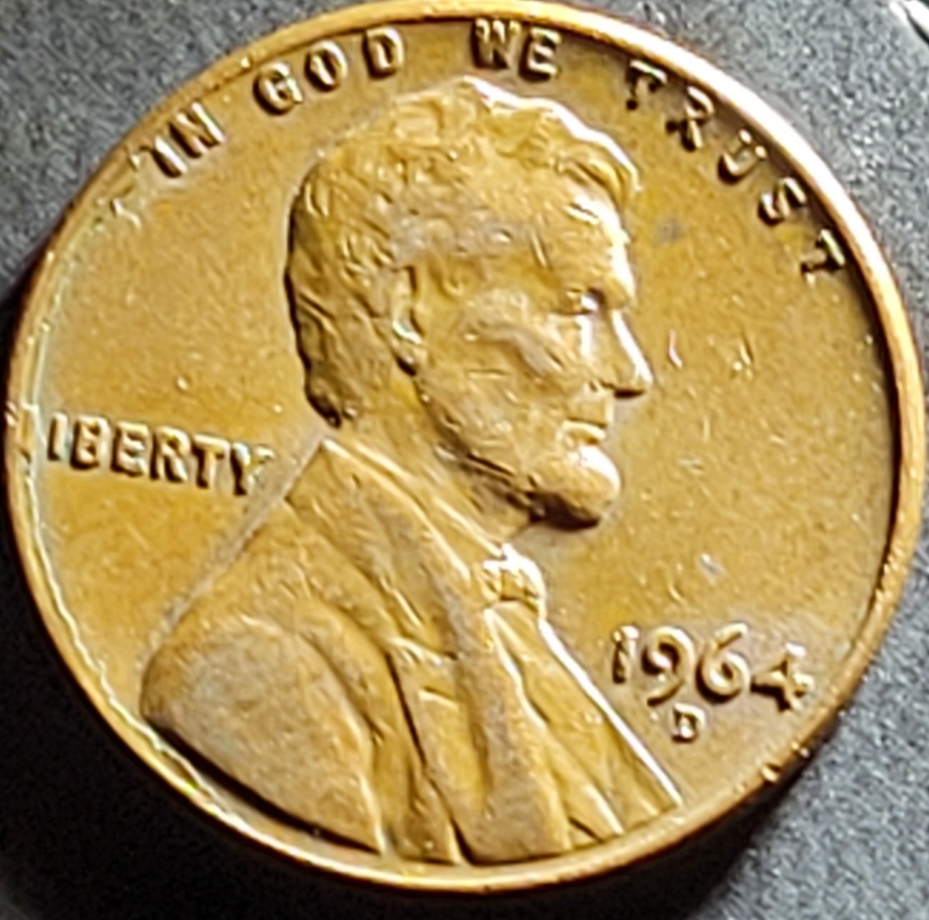 1964-D-Lincoln-Cent--Strange-Condition-Along-Left-Rim-Amd-