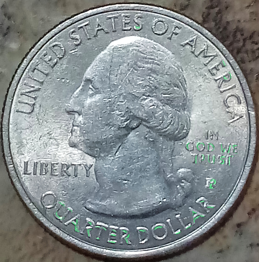 2015-P-Blue-Ridge-Parkway-DDO-Liberty,-IGWT,-Quarter-Dollar,-Mint-Mark/R-Catapillar-Die-Chip-On-Leaf