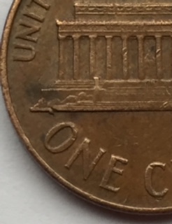 1965-P-Lincoln-Memorial-Cent,-Foundation-Break.--Unsure-How-To-Classify.