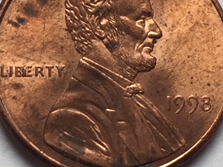 1998-P-Lincoln-Cent-“bie”-Error.--A-Beauty!