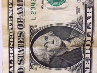 One-Dollar-US-FRN,-Bookends-And-Ink-Bleed-Through?--Fancy?