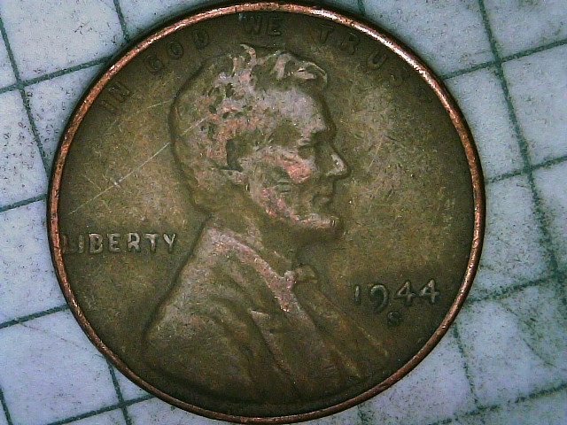 1944-S-Penny-With-Multiple-Die-Gouges/Dents