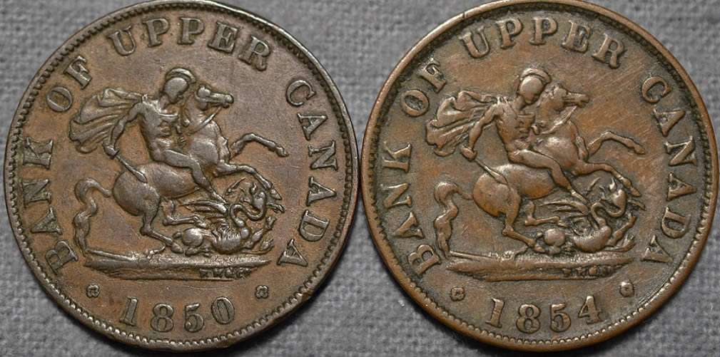 1850's-Bank-Of-Upper-Can.-1/2-Penny-Axis.