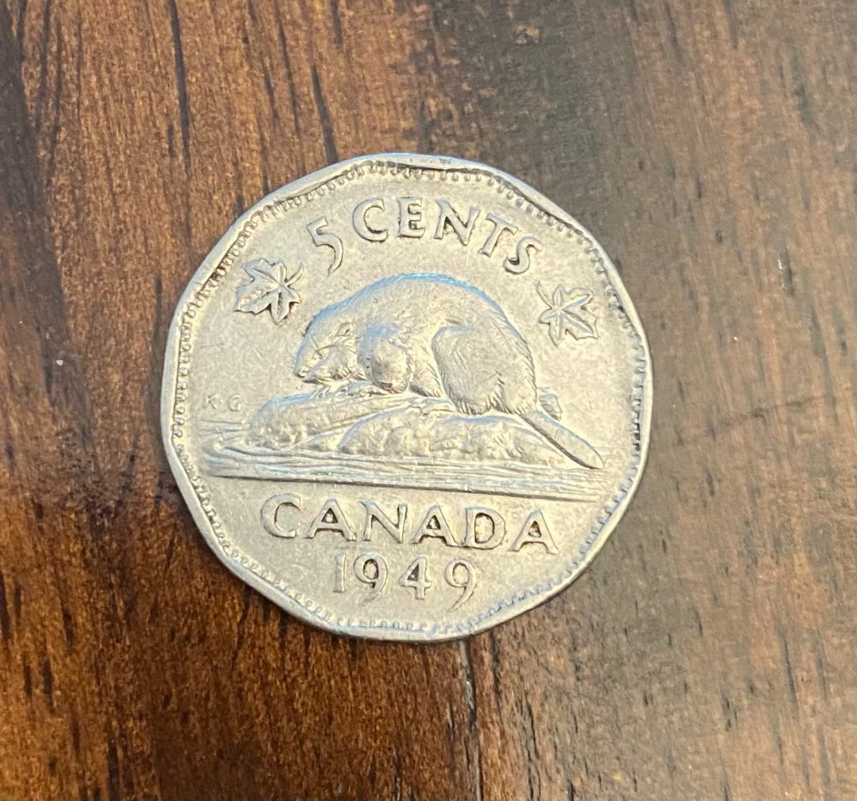1949-Canadian-Nickel-With-A-Punch?-In-It