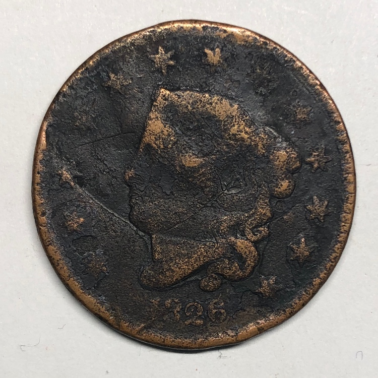1826-N-5-Coronet-Large-Cent-Double-Struck-Brockage-Maker