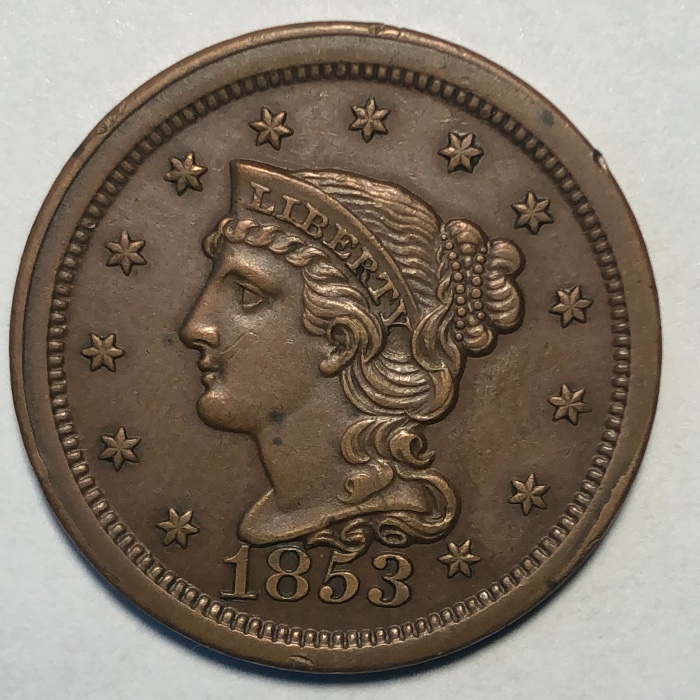 1853-N-14c-Braided-Hair-Cent-For-Grading