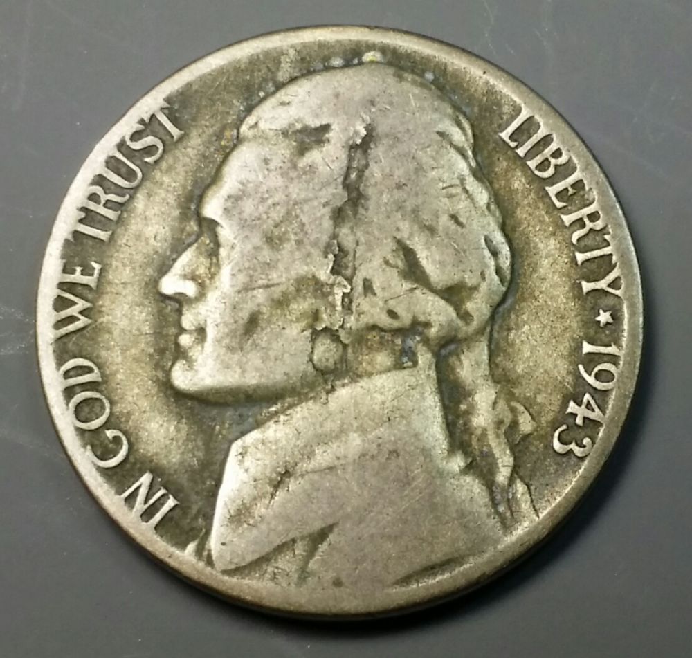 1943-P?...-Silver-War-Nickel-W/-Double-Side-Lamination