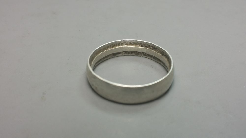 Silver--WWI-1918-Trench-Art-Band-Ring-France