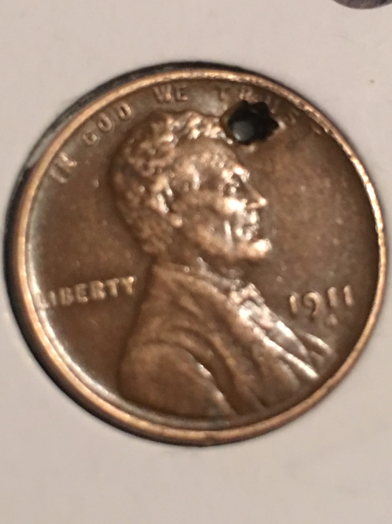 1911-S-Cent-W/-Electrical-Hole?