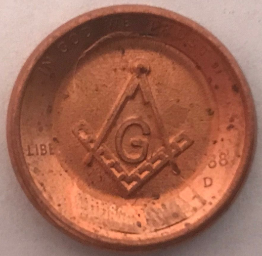 Masonic-Tokens,-Coins-And-Counter-Stamped-Pennies