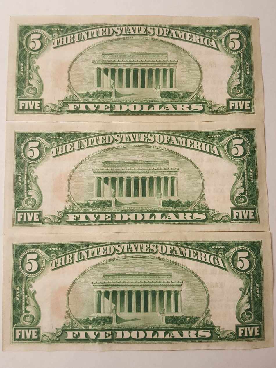 3-Beautiful-Consecutive-1929-Kansas-City-$5-Bills
