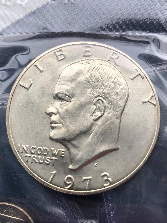 1973-S-Eisenhower-Dollar-40%-Silver-DDO-In-Mint-Cello