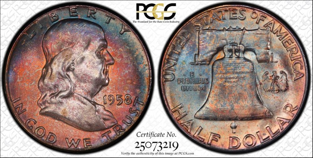 1958-Franklin-Half-Dollar-Beautifully-Toned!
