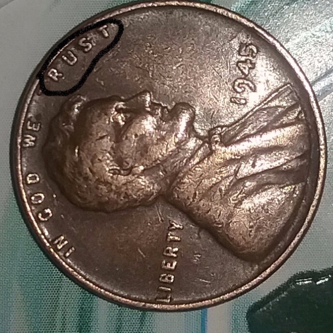 1945-Penny,-Mint-Error-Only-Half-Of-The-T-In-Cent..i-Have-Circled-Errors.