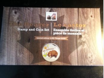 Baby-Beaver-Coin-In-Hand-Pics,-Canada-Post-Stamp-Set