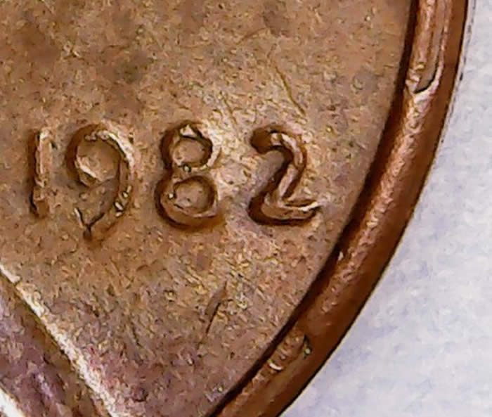 1982-P-LD-Cu-Rim-Cud-With-Free-Standing-Rev.-Die-Chip---Looks-Cool