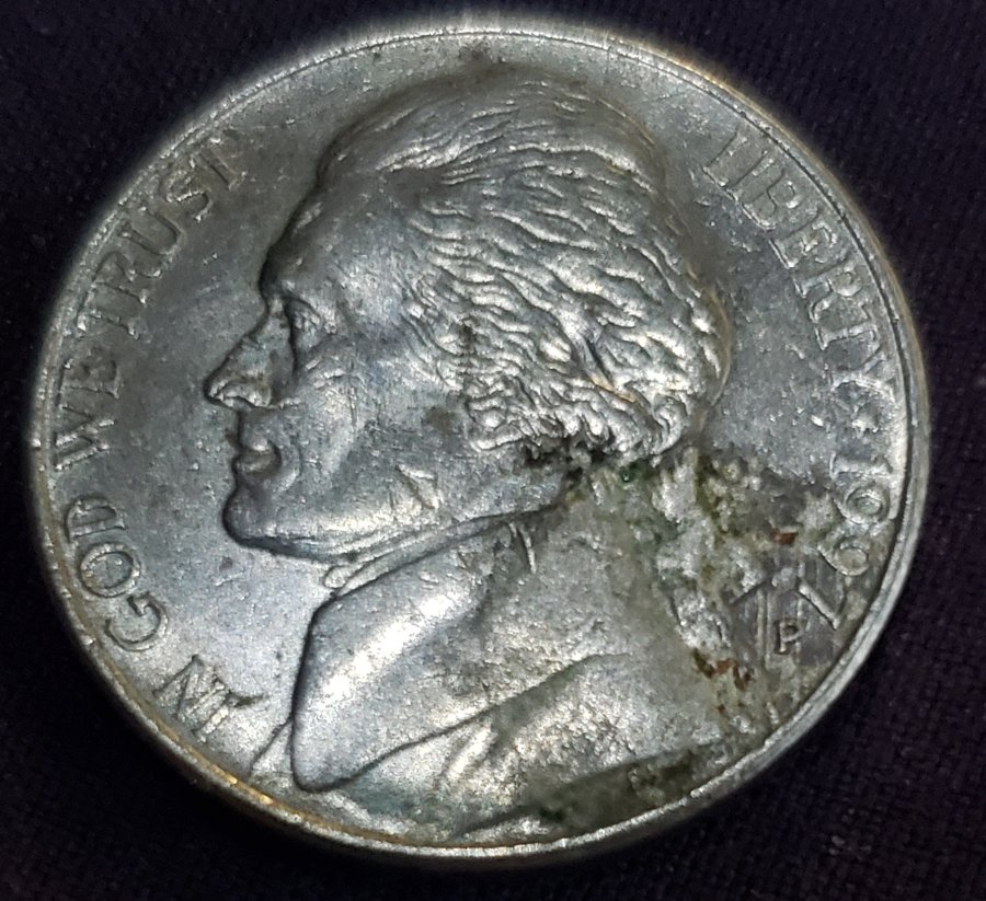 1997-P-Jefferson-Nickel-Strike-Through-Or-Damage?