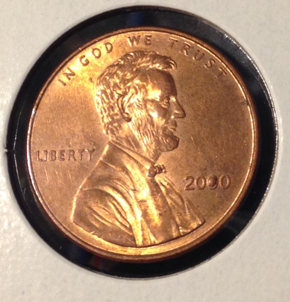 2000-P-Lincoln-Cent---Interior-Die-Break/Chip
