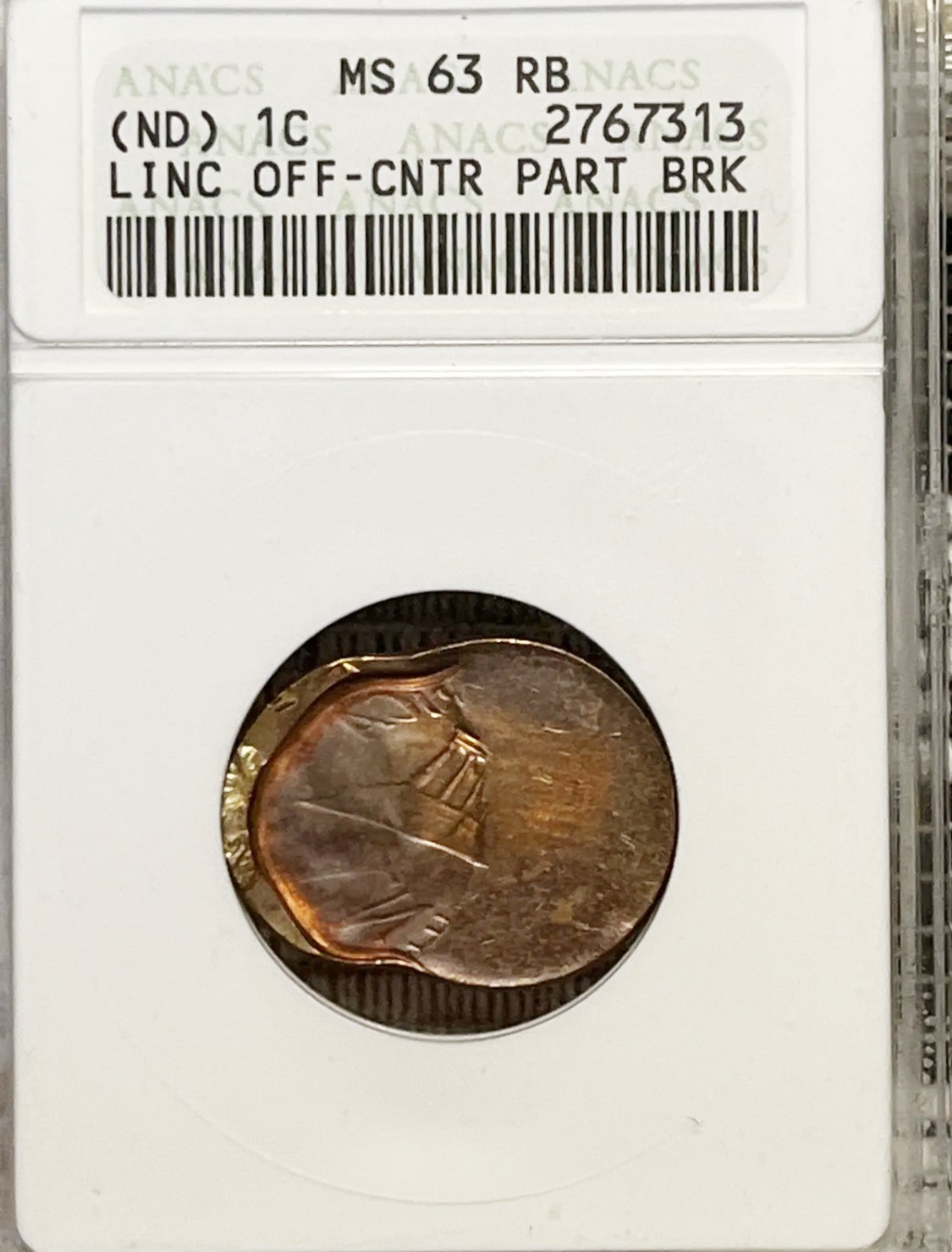 No-Date-Lincoln-Memorial-Cent-Mint-Error---Off-Center-Partial-Brockage