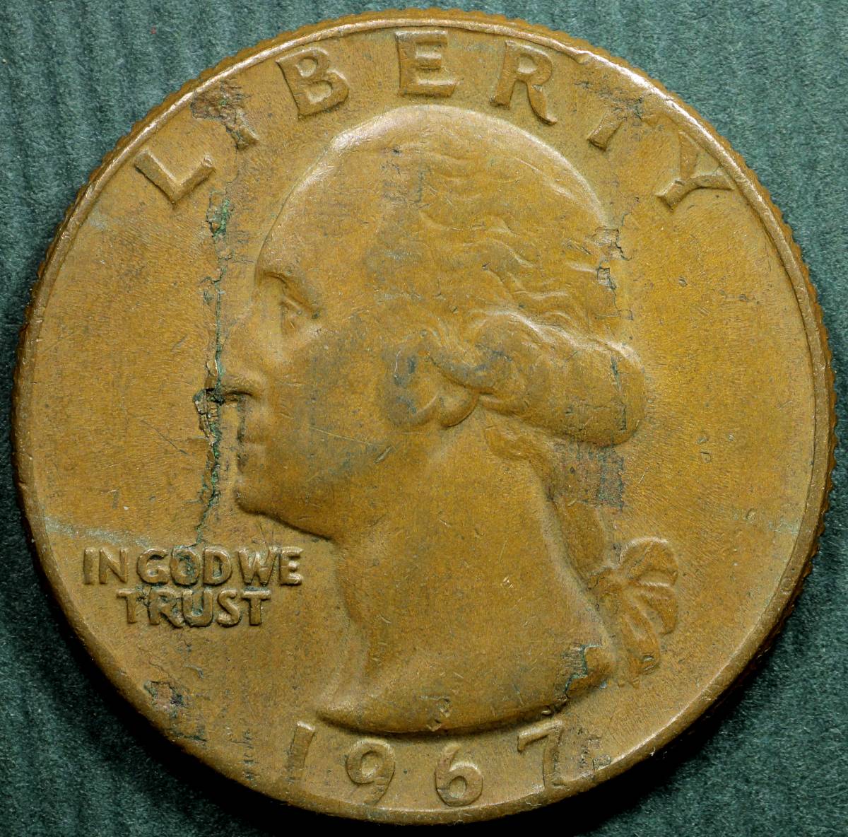 1967-Quarter-Missing-Clad-Layer-W/-Laminations