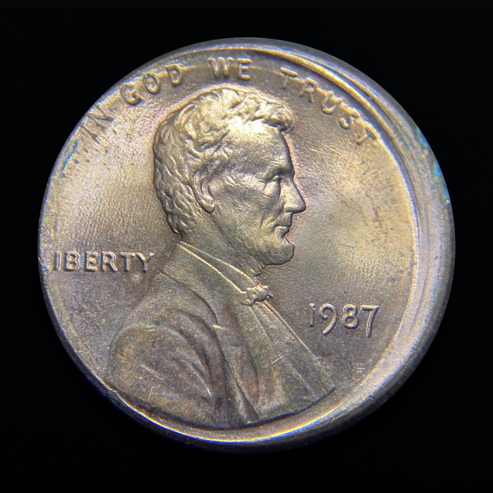 1987-Lincoln-Cent-Partial-Collar/Off-Center-For-Grading