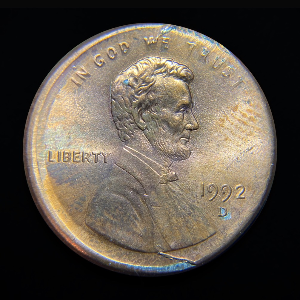 1992-D-LMC--Broadstruck,-Misaligned-Obverse-Die,-Detached-Plating