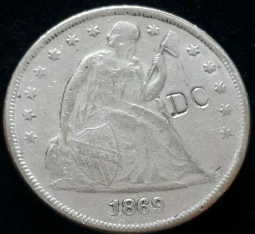 Counterfeit-1869-Seated-Dollar....counterstamped?