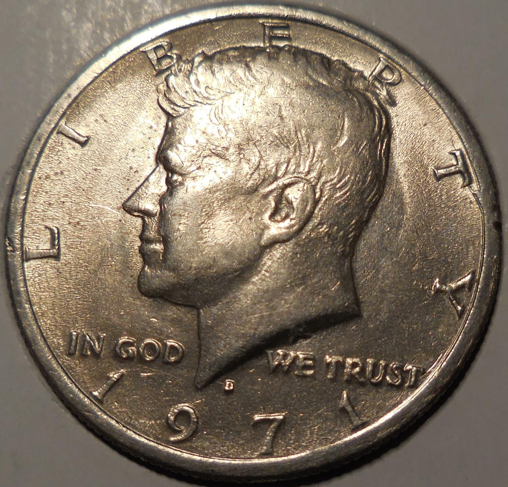 1971-D-Kennedy-Half-,-Neat-Die-Crack-In-T-Of-Liberty