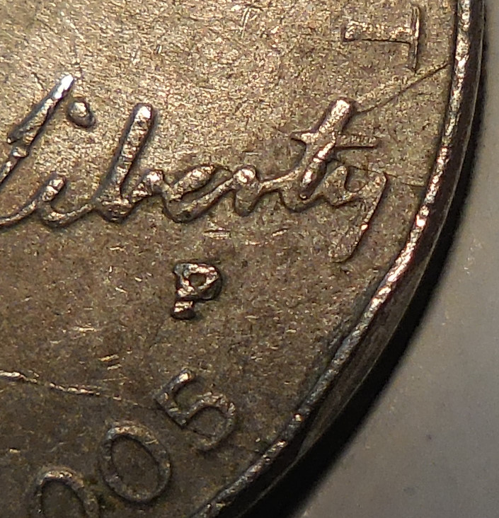 2005-P-Jefferson-Nickel-Impressive-Rim-To-Rim-Die-Crack