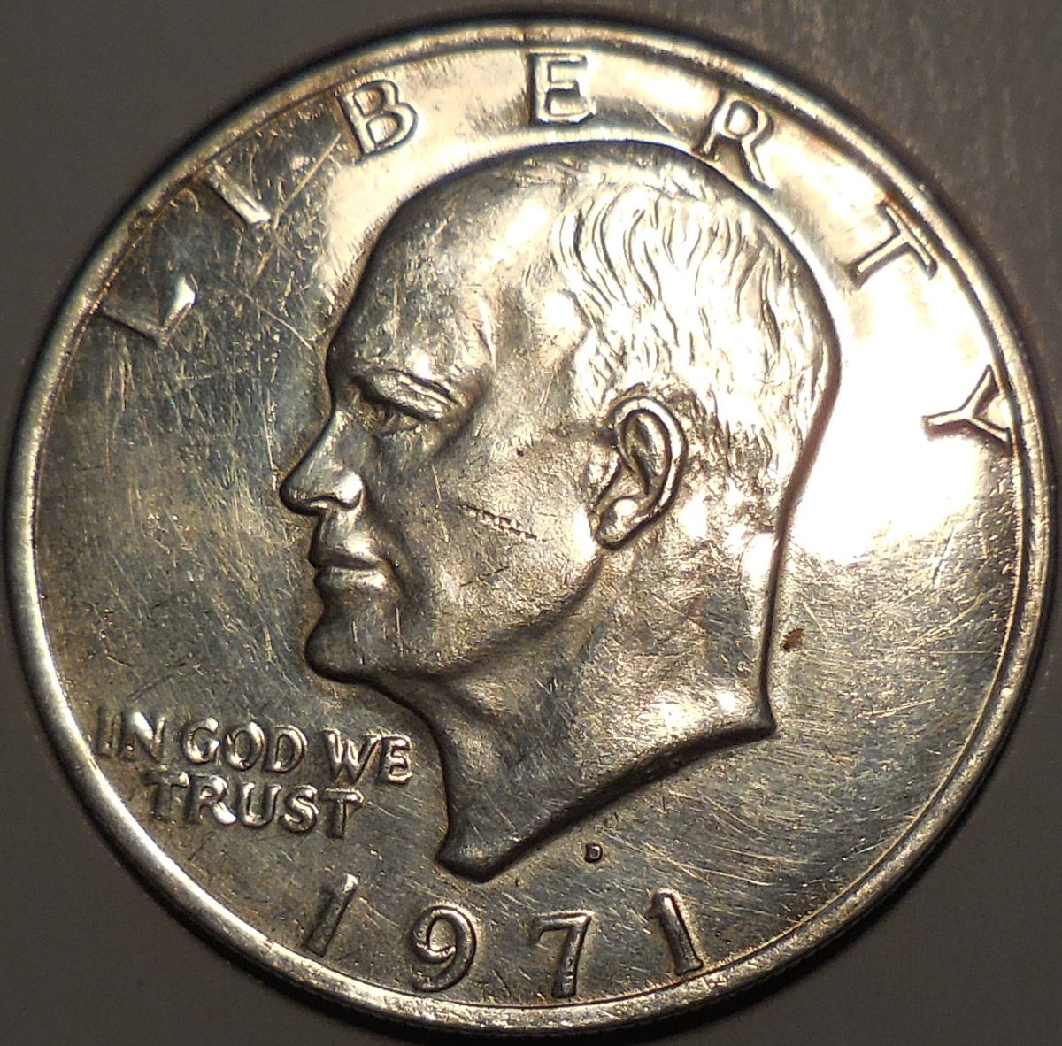 1971-D-Eisenhower-Dollar----Impaired-Proof-Or-Plated?