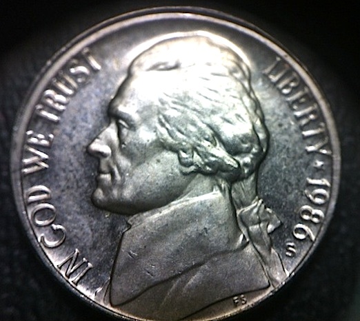 1986-S-Proof-Jefferson-Nickel---Mis-Aligned-Die?
