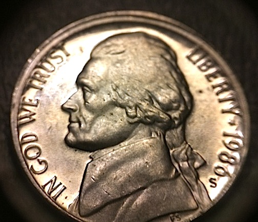 1986-S-Proof-Jefferson-Nickel---Mis-Aligned-Die?