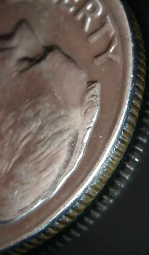 1986-P--Roosevelt-Dime.-Railroad-Rim,-Crack-Along-Edge.