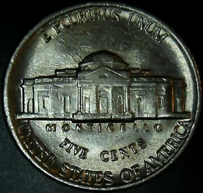 1985-P-Jefferson-Nickel-/-Die-Clashing-On-Obverse-And-Reverse