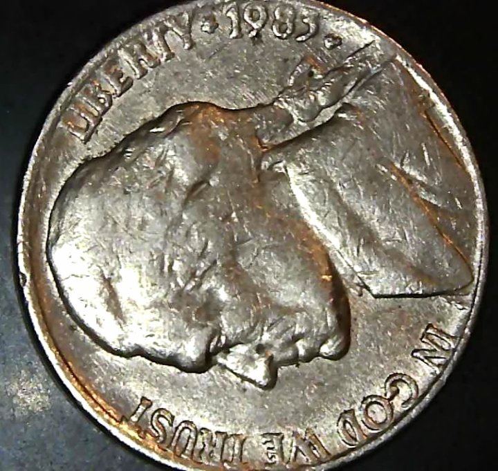 1983-P-Jefferson-Nickel--Die-Clashing?---Spike-Head?