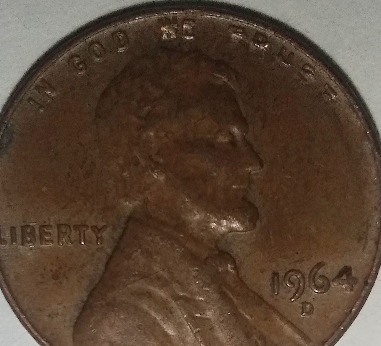 Need-Help.1964-D-Penny-Bottom-Half-Of-Letters-In-Trust-Not-There