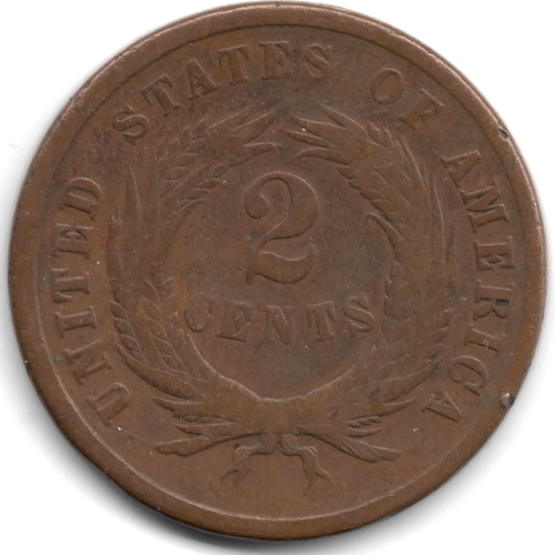 USA-1864---2-Cent,-Where-64-Seems-To-Be-Raised-Or-Die-Misspl