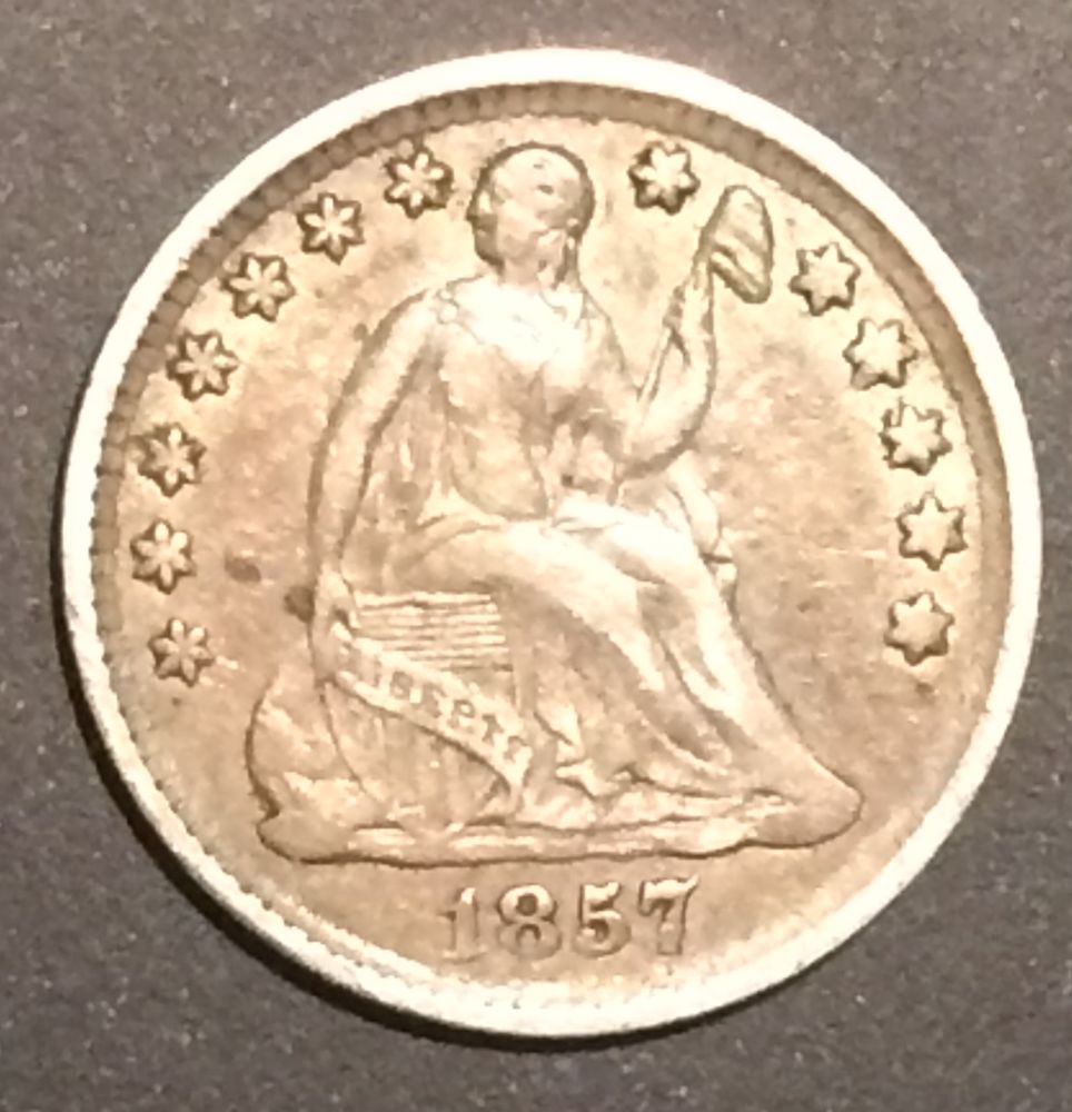 1857-Half-Dime...-Raw-Coin-For-Type-Set.