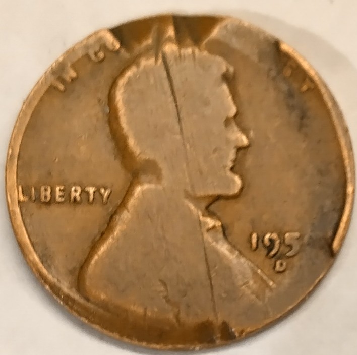 1959?-Penny-Not-Sure-If-Error,-Clipped-Or-Just-Damaged.