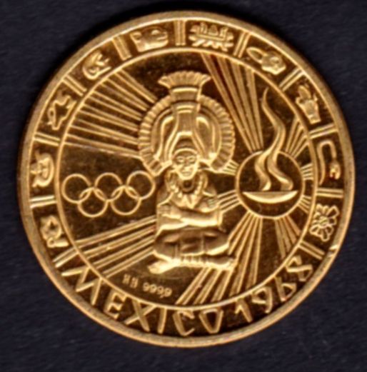 1968-Mexico-Gold-Olympic-Coin-Of-A-Discus-Thrower