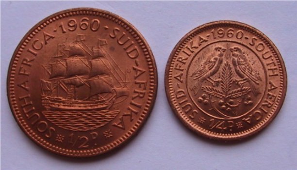 1960--South--Africa-1/2---&--1/4--Penny--Opinions