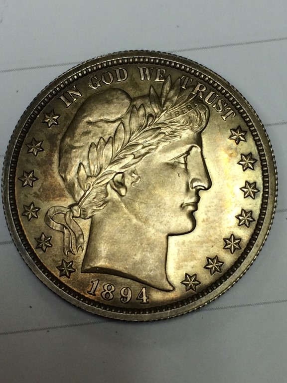 Strange-Gold-Tone-On-This-1894-Half-Dollar