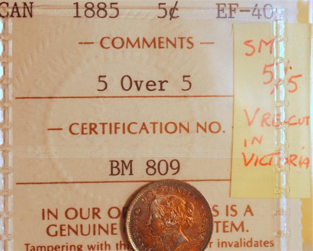 1885-5-Cent-Coin-....--With-The-5-Over-5-Date