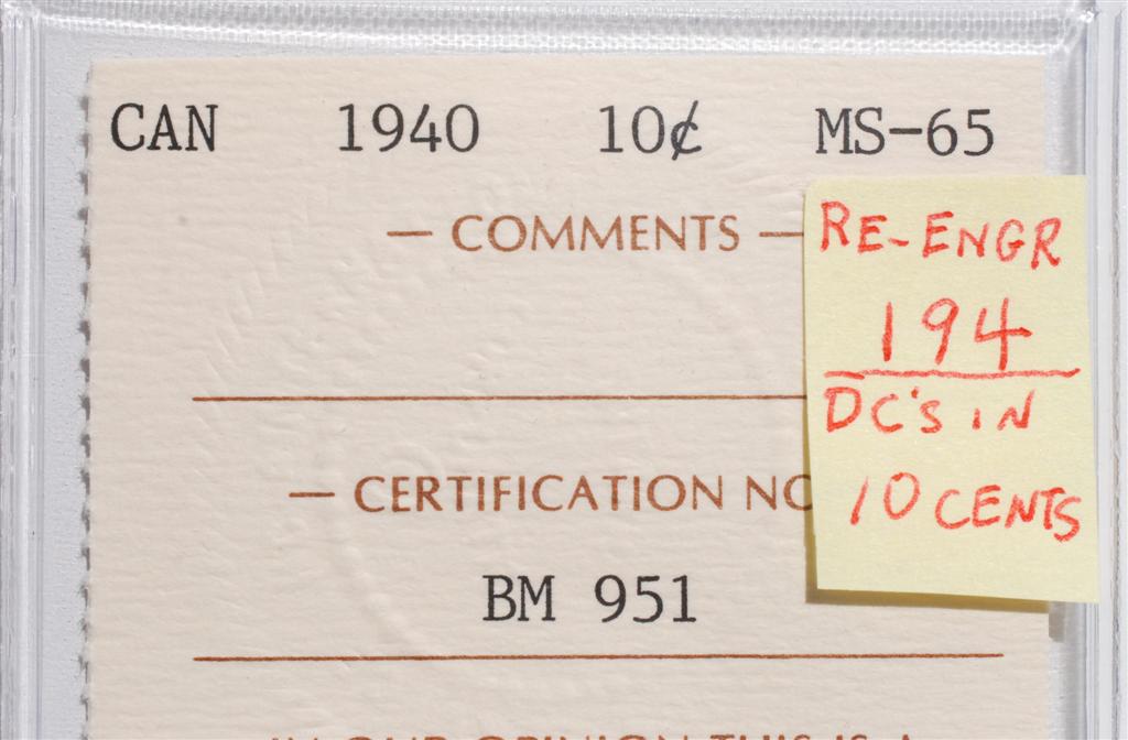 1940---Gem---10-Cent-.....with-Re-Engraved-Date