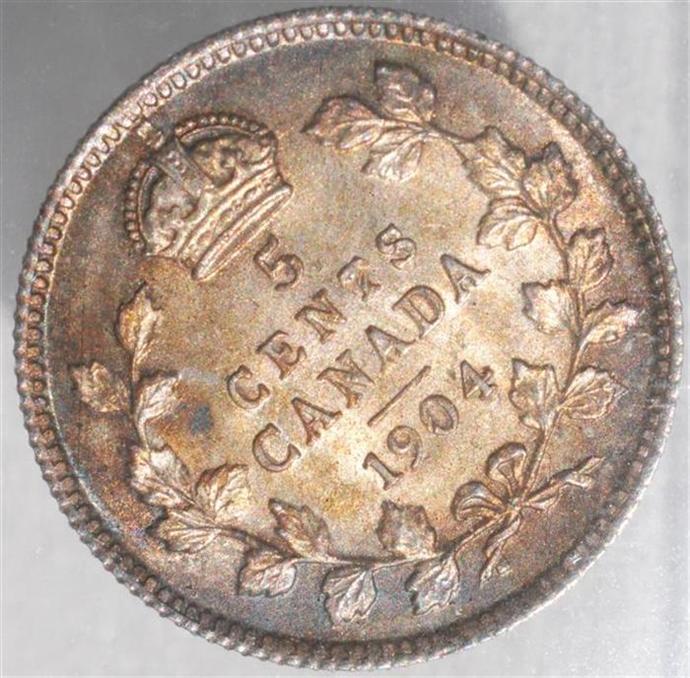 1904---5-Cent..-Toned-And-In-Need-Of-A-Grade-Or-Opinions..