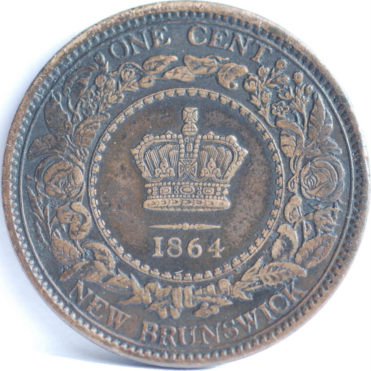 1864-New-Brunswick-One-Cent-...with-A-Planchet-Flaw