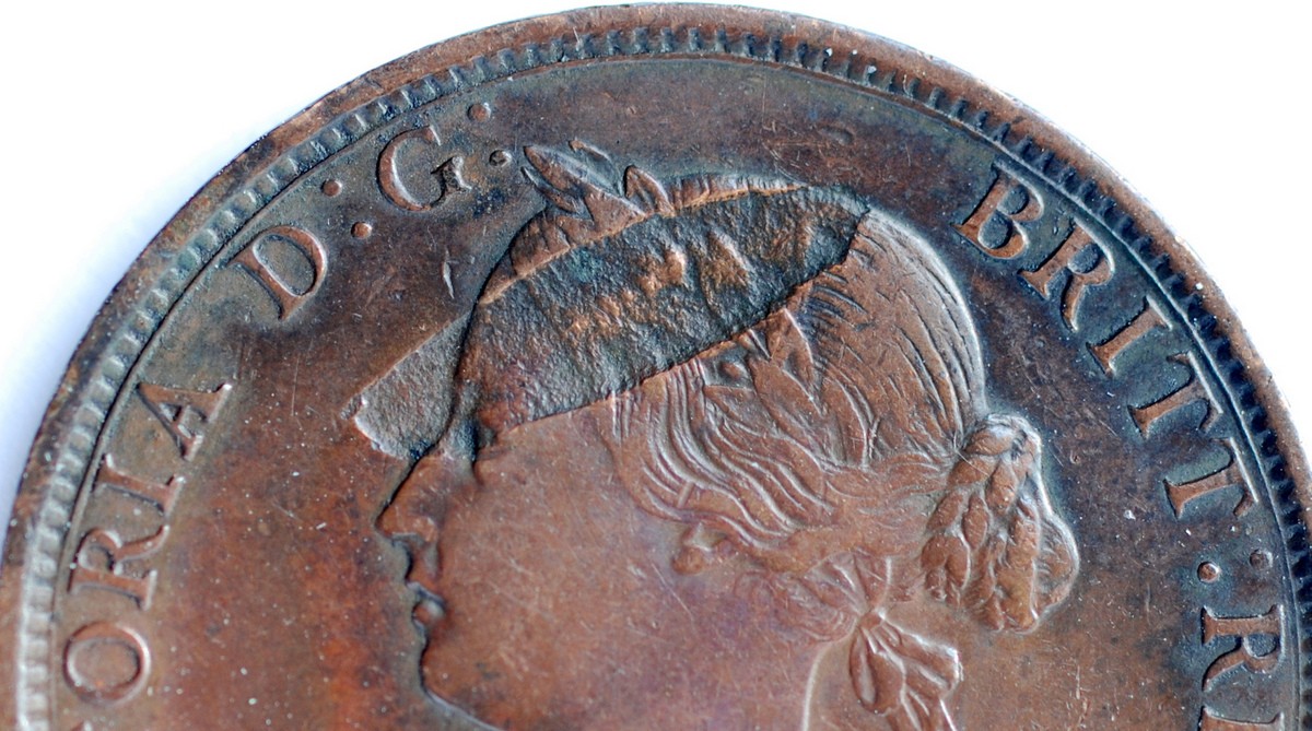 1864-New-Brunswick-One-Cent-...with-A-Planchet-Flaw