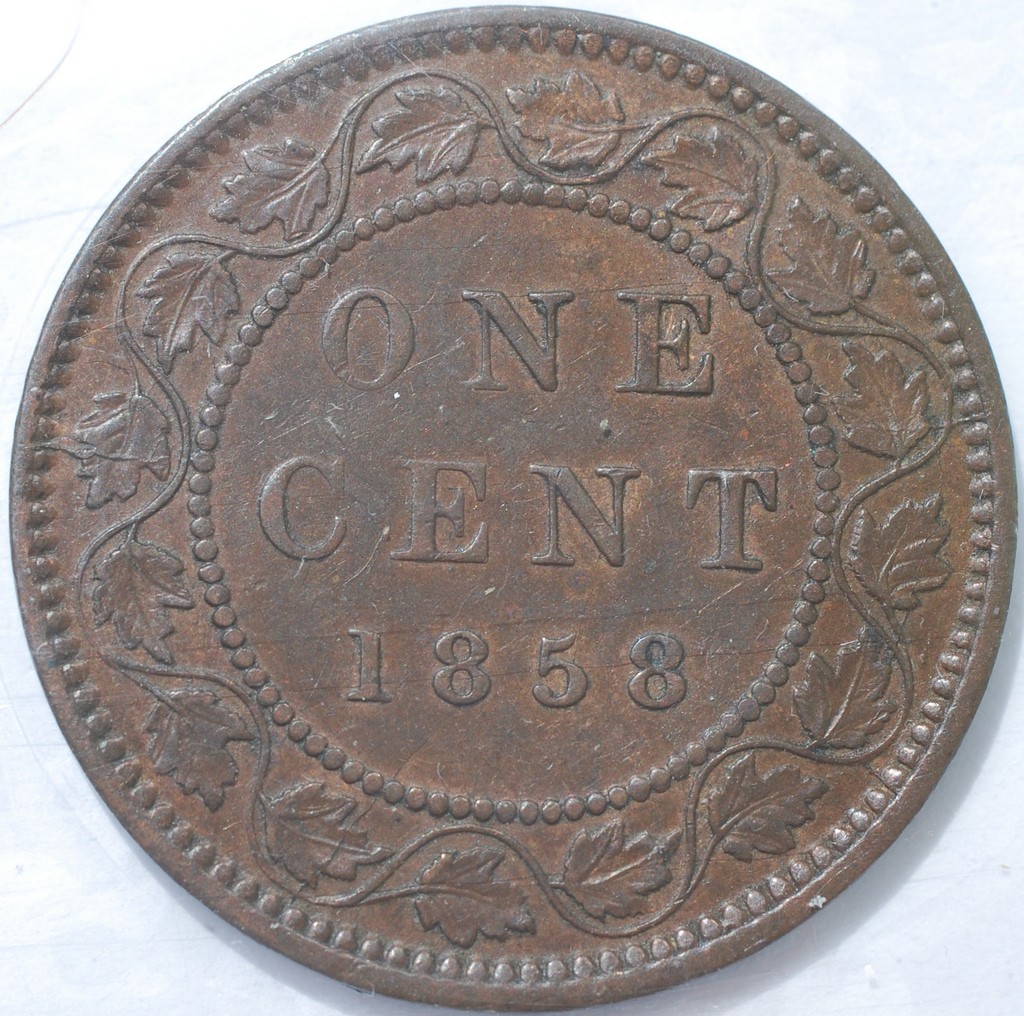 Canada-1c-1858---Full-Vine-Variety-AU-58