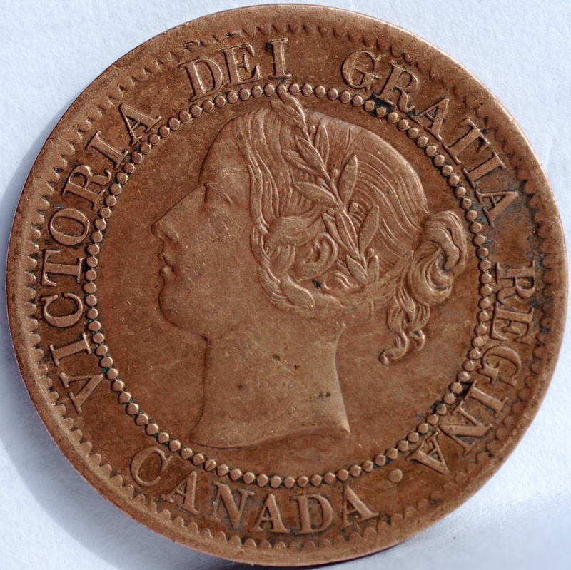 1859-Provincial-Cent-With-Retained-Wood-Or-Fiber-Fragment?