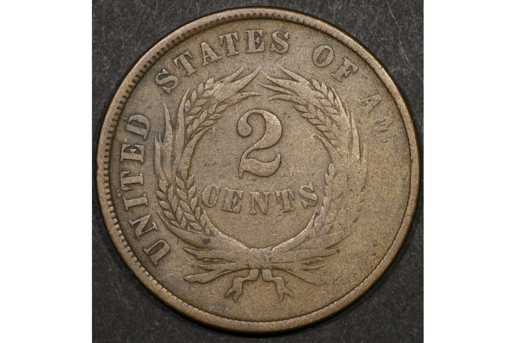 1866-Two-Cents-Through-Gease/Weak-Strike?